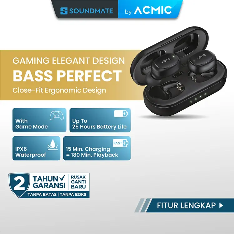 ACMIC ZENDIO MINI TWS Extra Bass Gaming Headset Bluetooth Earphone