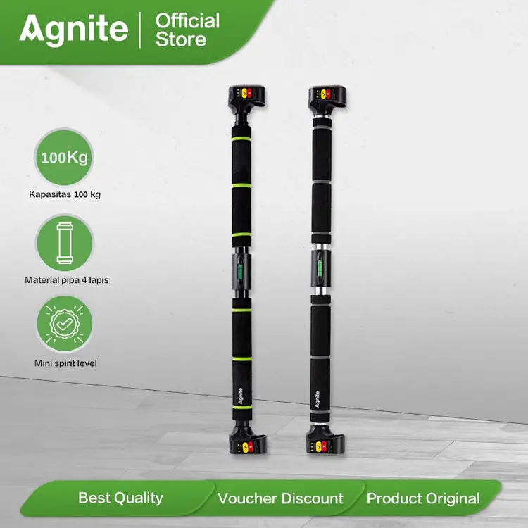 Agnite Adjustable Pull Up Bar / Chin Up Doorway Door Bar / Iron Gym 70 - 140 cm Kapasitas 100 kg ER06X