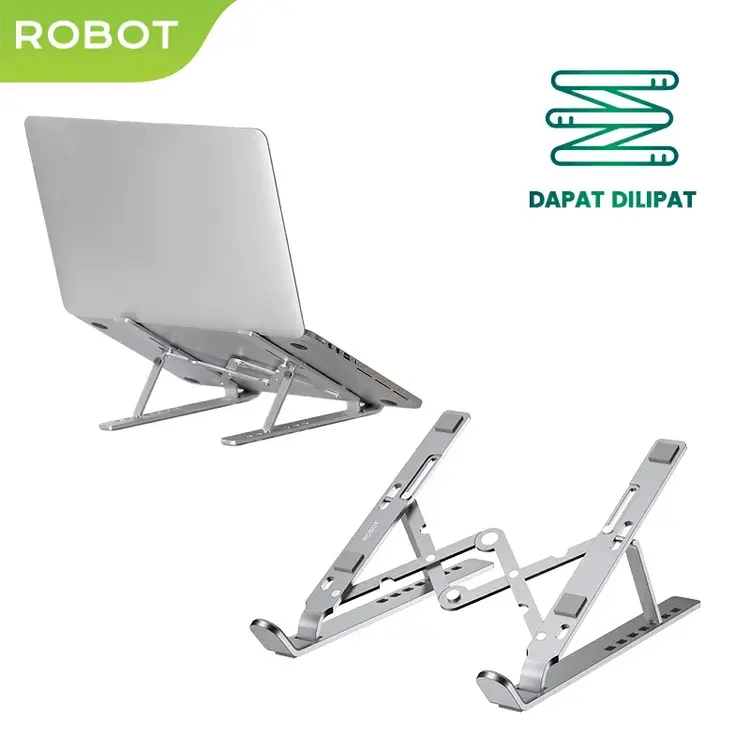 ROBOT Holder Laptop Dudukan Stand Laptop / Macbook 17 Inch Bisa dilipat Bahan Aluminium Alloy Cooling Kuat Tahan Tipe RT-LS04A Original Garansi 1 Tahun
