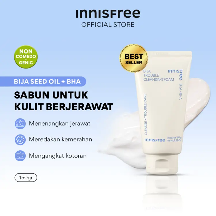 Innisfree Bija Trouble Cleansing Foam 150g / Acne Care Facial Foam