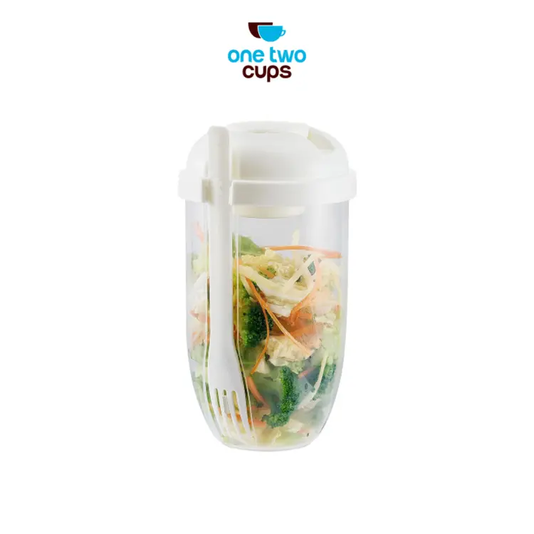 One Two Cups Salad Portable Bottle Lunch Container 1L with Fork - RF20