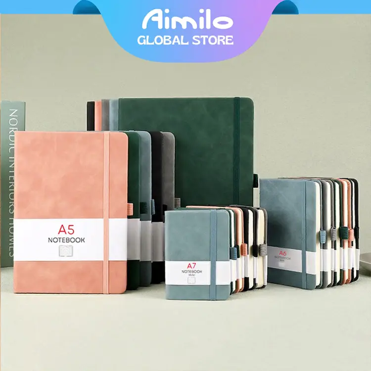 Aimilo Notebook A5/A6/A7 Buku Diary Aesthetic Buku Catatan Buku Notes Kecil Notebook Tali 100 Lembar