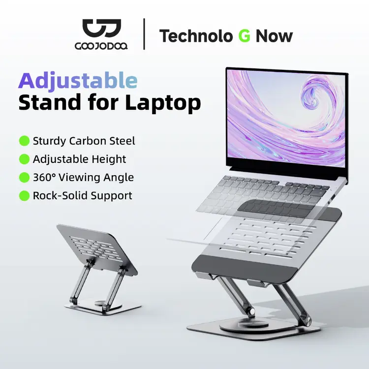 Goojodoq Laptop Stand 360° Rotatable Bisa Dilipat Notebook Tablet Holder Liftable Portable Fold Holder For 10-17.3" Laptop Tablet For ipad MacBook Stand