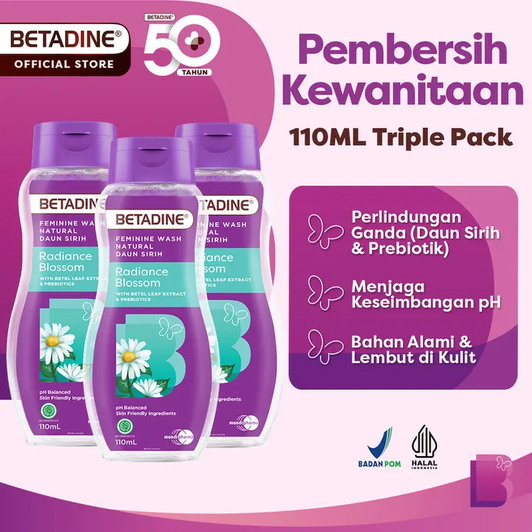 BETADINE SIRIH RADIANCE BLOSSOM Pembersih Kewanitaan 110ml Triple Pack