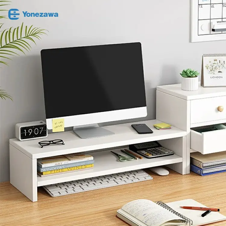 YONEZAWAStand Leptop Dudukan Rak Meja Laptop Rak Monitor Desktop Meja Laptop Kayu Jatibelanda Computer Desk Rack Laptop Stand And Monitor