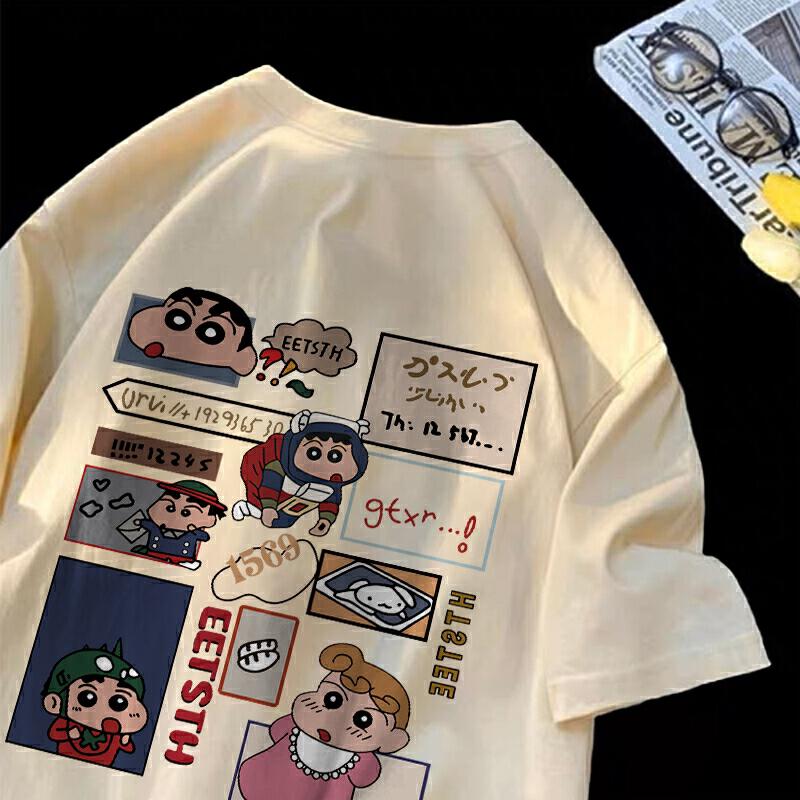 Product image Forteid Korean Style Baju Kaos Lucu Wanita Oversize "Krayon Shin-Chan Printing Baju Atasan Lengan Pendek Wanita Hitam Kaos Oversize Terbaru