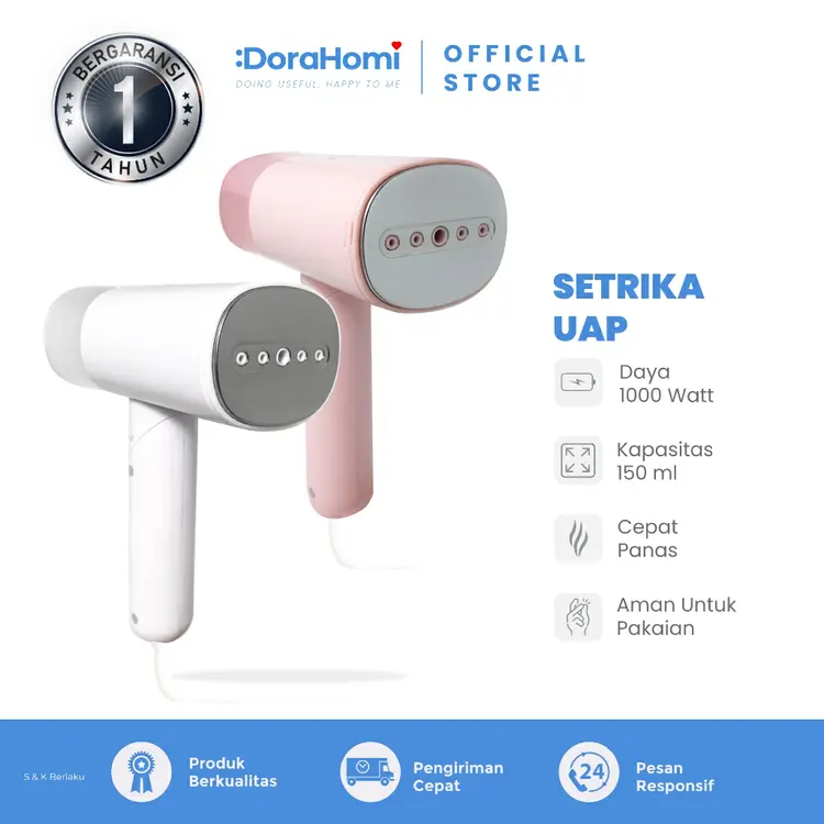 Dorahomi Setrika uap portable Setrikaan garment steamer foldable low watt  bergaransi 1 tahun