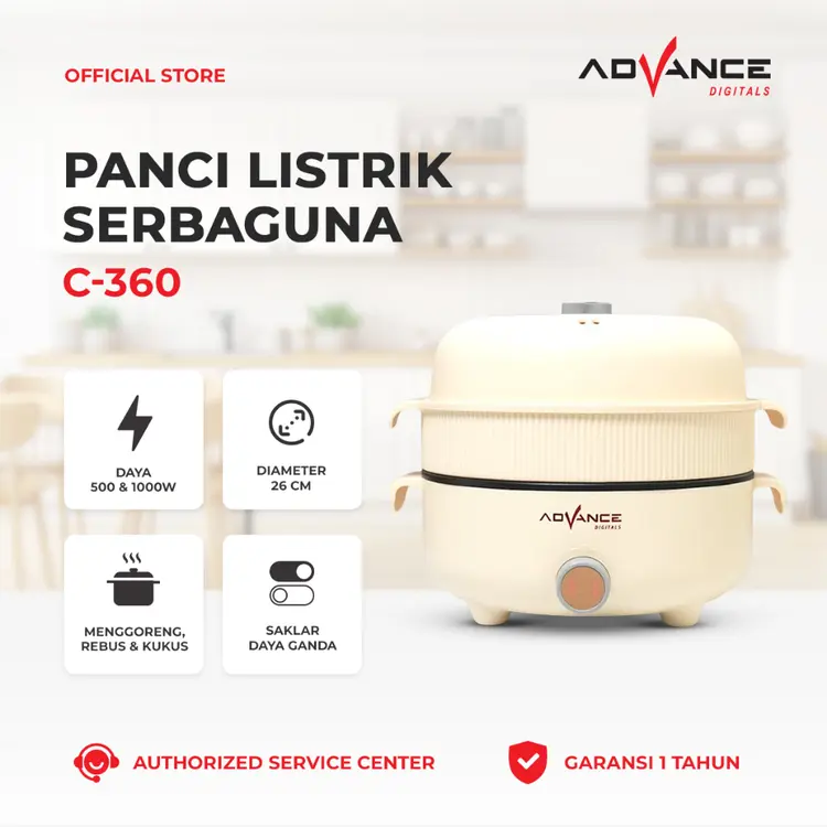 Advance C-360 Panci Listrik Elektrik Multifungsi Warmer Steamer Cooker 26 Cm