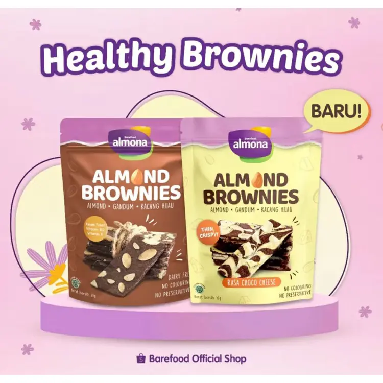 Almona Almond Brownies  - Snack Sehat - No Preservative - No Coloring