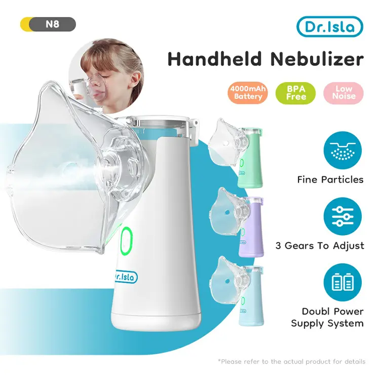 Dr.isla Nebulizer Portable Mesh Alat Uap Bantu Pernafasan Asma Inhalasi/alat Nebulizer Anak/Cocok Untuk Anak Anak Dan Orang Dewasa/Pengisian USB N8
