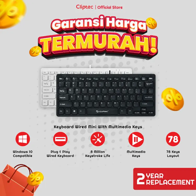 Keyboard Mini Multimedia Usb Wired Cliptec RZK308 