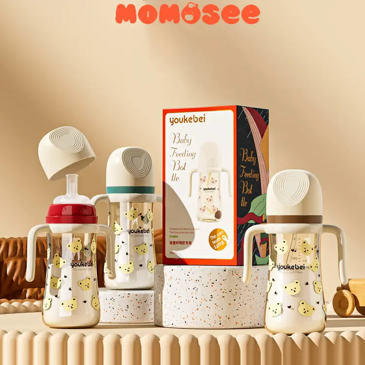 Momosee 3in1 Botol Susu Bayi PP Indikator Warna Suhu  Wide Neck Botol Minum Bayi 300ml BB19
