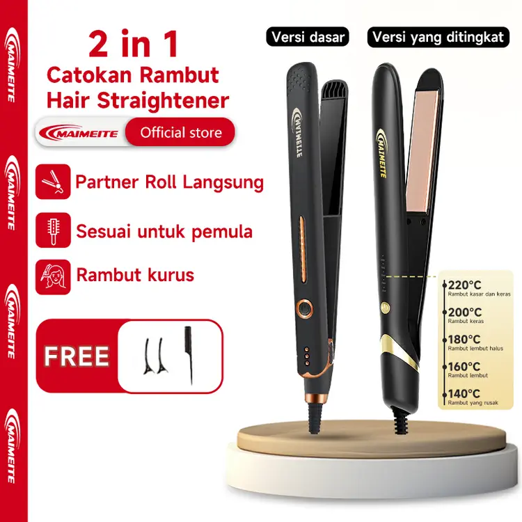 MAIMEITE Catokan Rambut Hair Straightener 2in1 Catok Keriting Lurus Keratin Ceramic