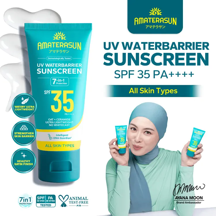 AMATERASUN [REAL SPF CERTIFIED]  UV WaterBarrier SPF 35 PA++++ - HALAL CERTFIED & WUDHU FRIENDLY