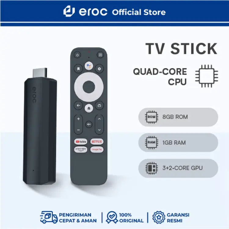 EROC TV Stick Android 11 - Full HD - Google Assistant - Chromecast Built in - Wifi - Model F1