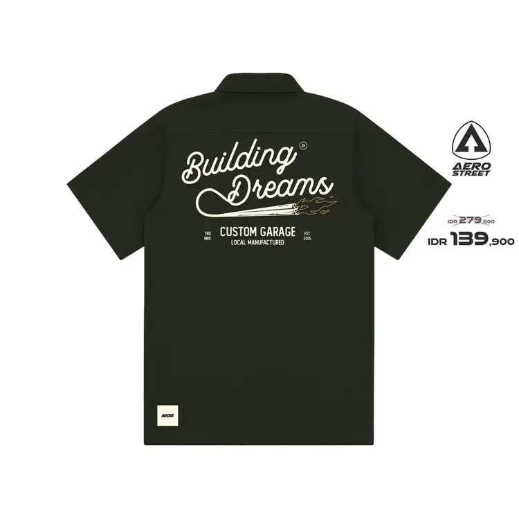 Aerostreet Workshirt Reguler Building Dreams Dark Olive Man Q1AAA
