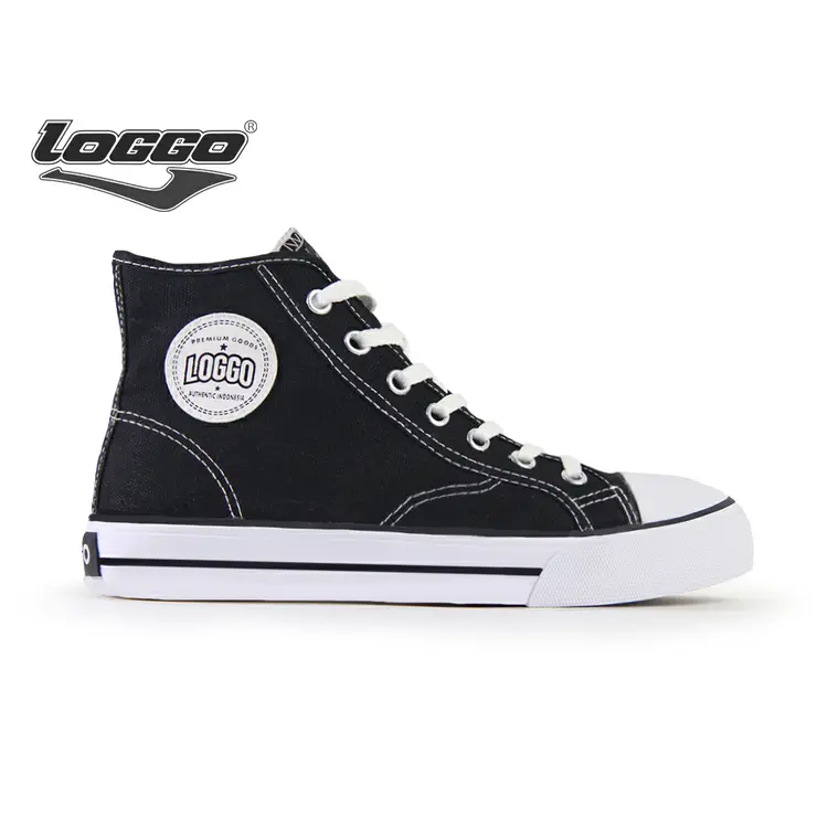 Loggo - Sepatu Classic Hi Series Hitam Putih - Sneakers Sepatu Kanvas Vulcanized size 33-43