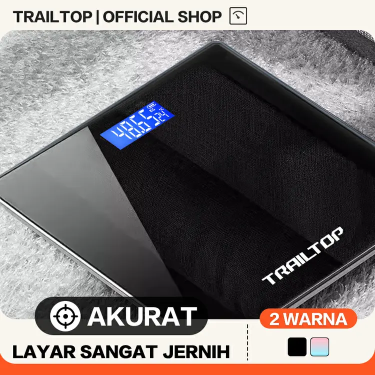 TrailTop Timbangan Badan Digital Pengukuran Akurat Timbangan Layar LCD Berat Max 180kg