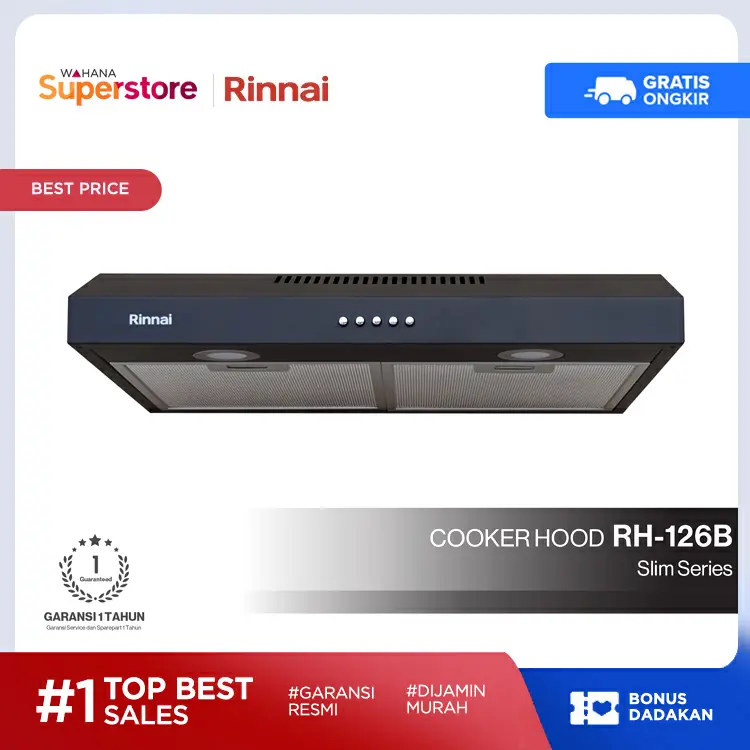 Rinnai Cooker Hood Slim Series - RH126B | RH-126B
