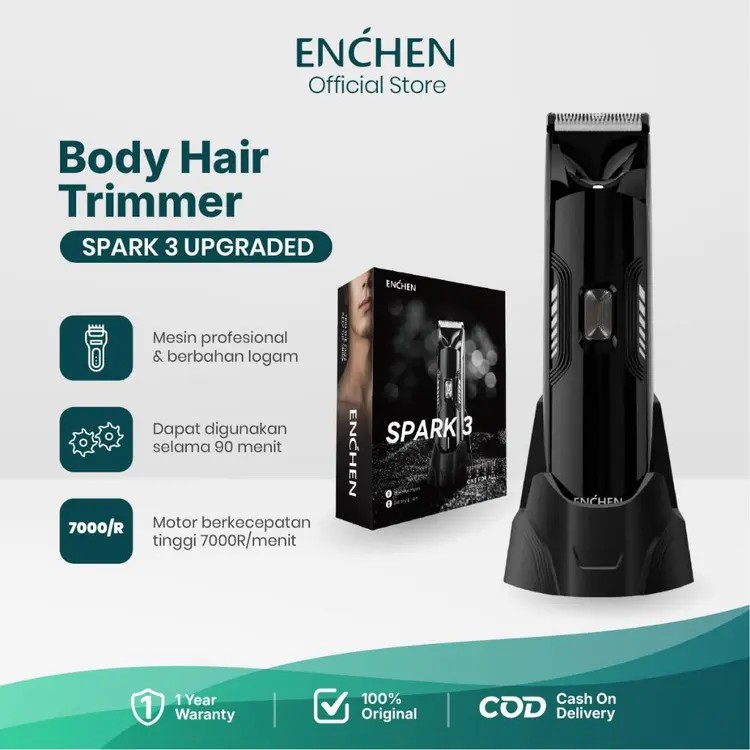 Enchen Spark 3 Upgraded Body Trimmer Professional Hair Clipper Alat Cukur Rambut IPX7 WaterProof