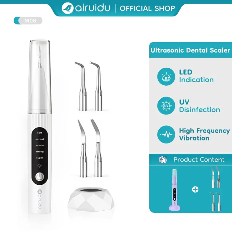 Airuidu M08 sonic Pembersih Karang Gigi Electric Teeth Cleaner Smart Scaling Cas Portable Pengisian Dasar
