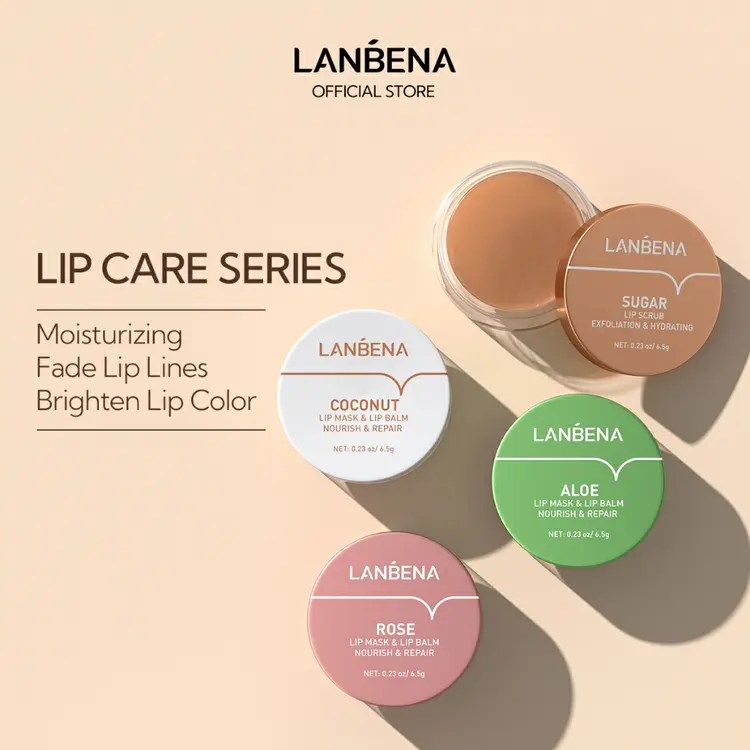 LANBENA Lip Mask Lip Balm -  Lip Scrub Masker Bibir Melembabkan Repairing Plumping Hydrating Nourishing Perawatan Pelembab Masker Fades lip wrinkles Bibir Lip Care Perawatan kulit Make Up