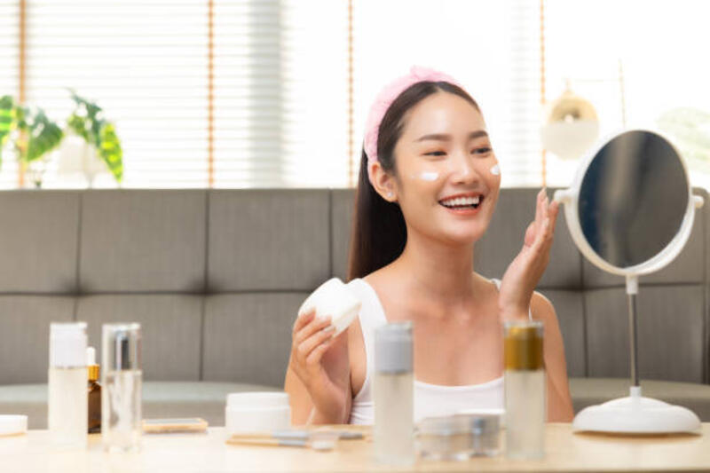 skin care is the ultimate beauty.care of   skin at home. woman, product and skin for cosmetics, healthy glow and natural aesthetic for self love, health or beauty - skincare potret stok, foto, &amp; gambar bebas royalti