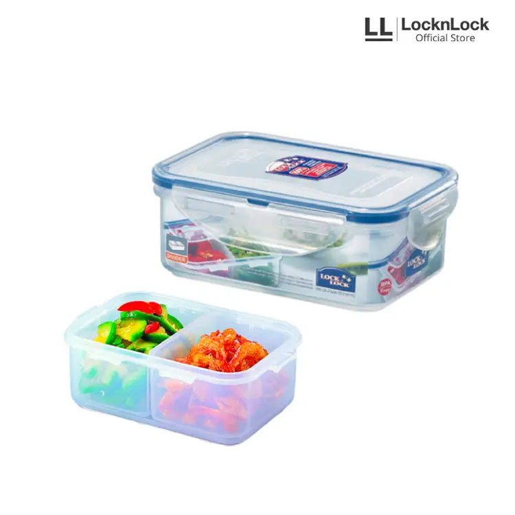 LocknLock Classic Kotak Makan Rectangular Short 460ml With Divider - HPL814C