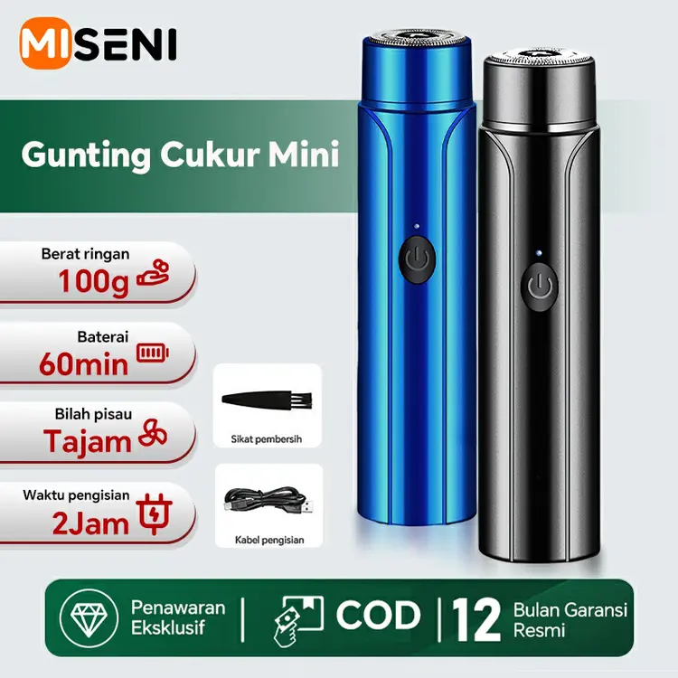 MISENI Travel Shaver Alat Cukur Jenggot Elektrik Mini Portable Electric Razor Beard Knife Recharge USB Mini Mesin Cukur Kumis Jenggot Cukur Rambut Ketiak Pisau