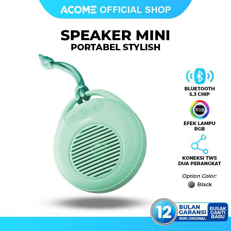 Product image ACOME A15 SPEAKER MINI TWS BLUETOOTH 5.3 ULTRA BASS WITH RGB PORTABLE ORIGINAL - GARANSI 1 TAHUN 1