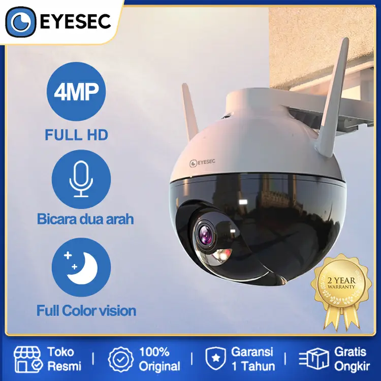 EYESEC CCTV 4MP FHD Oudoor IP Camera CCTV WIFI Waterproof Kamera CCTV 360 Derajat HP Garansi 1 Tahun
