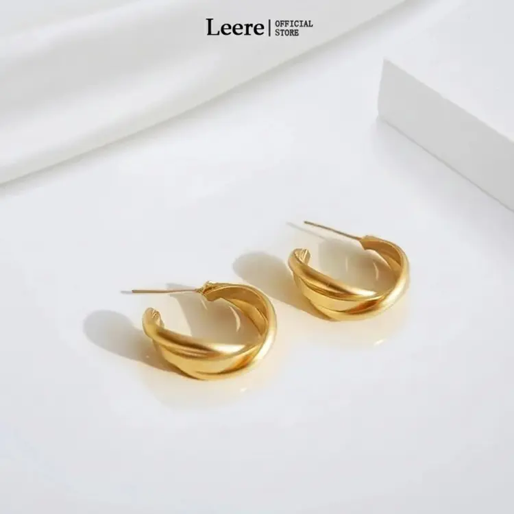 COD Anting Geometris Bengkok Logam Sederhana/Anting Kepribadian Wanita/Anting Temperamen Ceruk/Anting Anti Karat/Accesories Wanita-Le