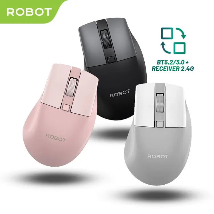 ROBOT Mouse Wireless Silent Click Receiver USB Bluetooth PC Laptop M355 Original - Garansi 1 Tahun