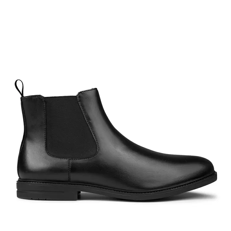 Prabu - Sepatu Kulit Chelsea Boots Pria Aksa Black Hitam