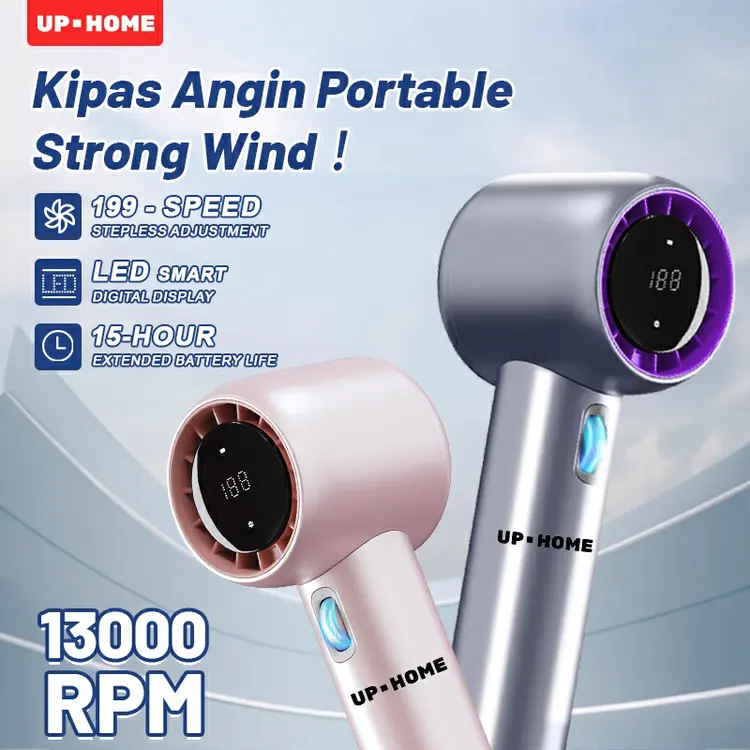 UPHOME Mini Kipas Angin Portable Strong Wind 199 Gear / Kipas Angin Digital Display Adjustable Turbo 13000RPM Untuk Olahraga Luar Ruangan Dan Pendinginan Cepat