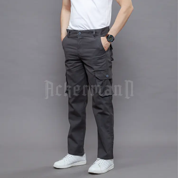 Ackermann - Celana Cargo Pria Panjang Slimfit / Long Cargo Pants Grey Premium