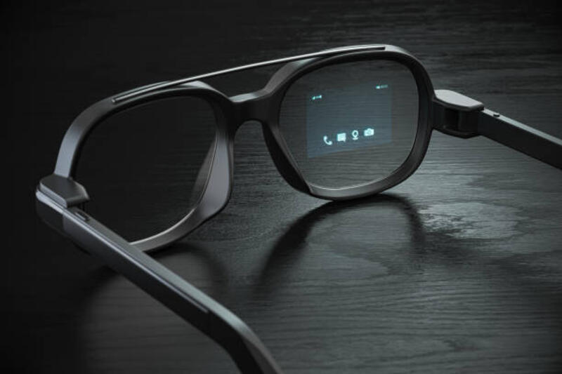 Smart glasses with proection on the screen. VR virtual reality and AR augmented reality technology concept. Smart glasses with proection on the screen. VR virtual reality and AR augmented reality technology concept. 3d illustration smart glasses stock pictures, royalty-free photos & images
