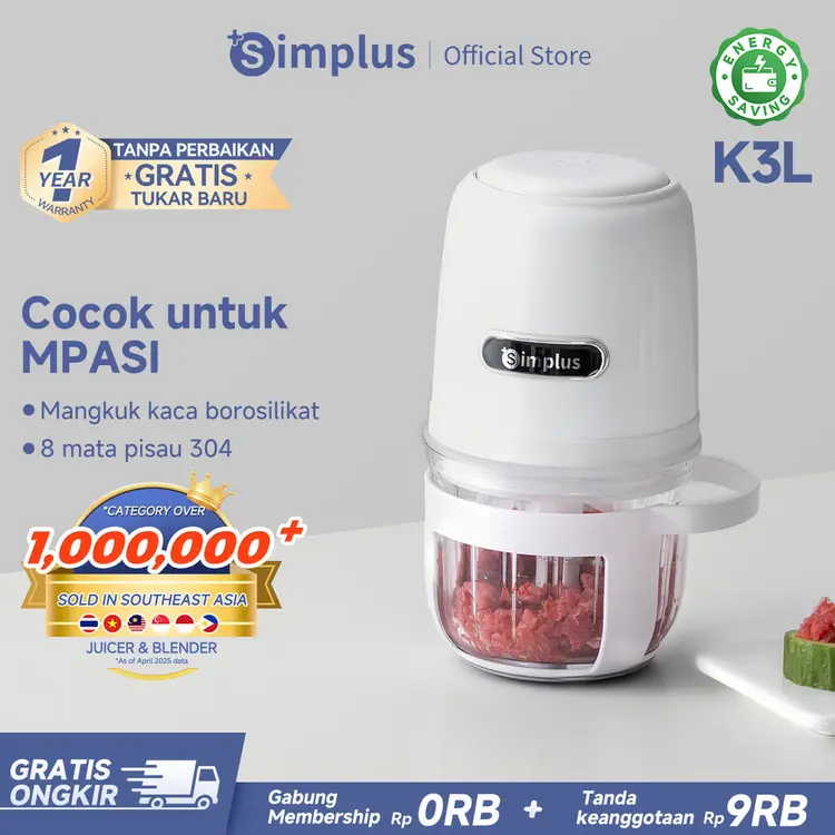 Simplus Penggiling Daging Listrik Kecil Multifungsi Menggiling Makanan Bayi，8 Mata Pisau