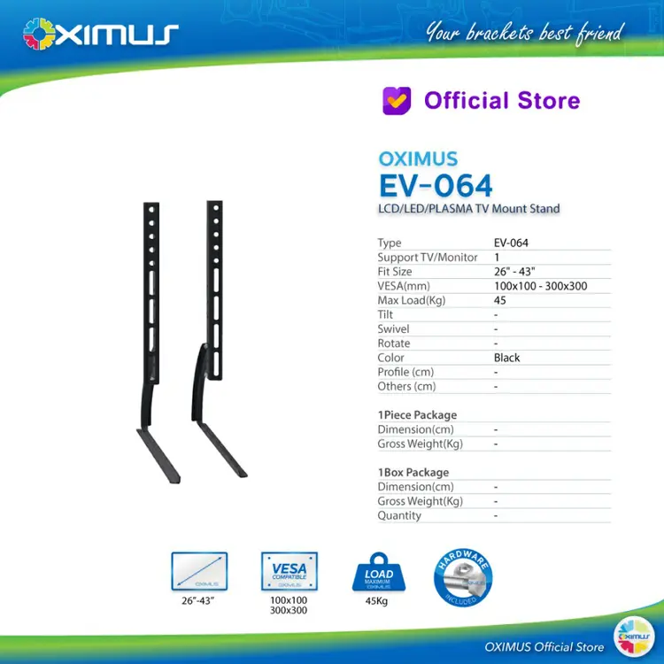 BRACKET TV LED LCD STAND KAKI MONITOR 26" - 37" OXIMUS EV64