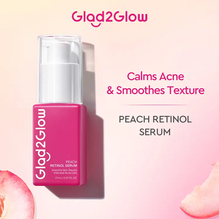 Glad2Glow Peach Retinol Serum 17ml G2G Serum Retinol Facial Serum Anti Aging Retino Serum Wajah Peach Serum Glad2Glow Retinol Serum Retinoid Facial Essence Serum Anti Aging Wrinkle Acne Serum Glowing BPOM Skincare