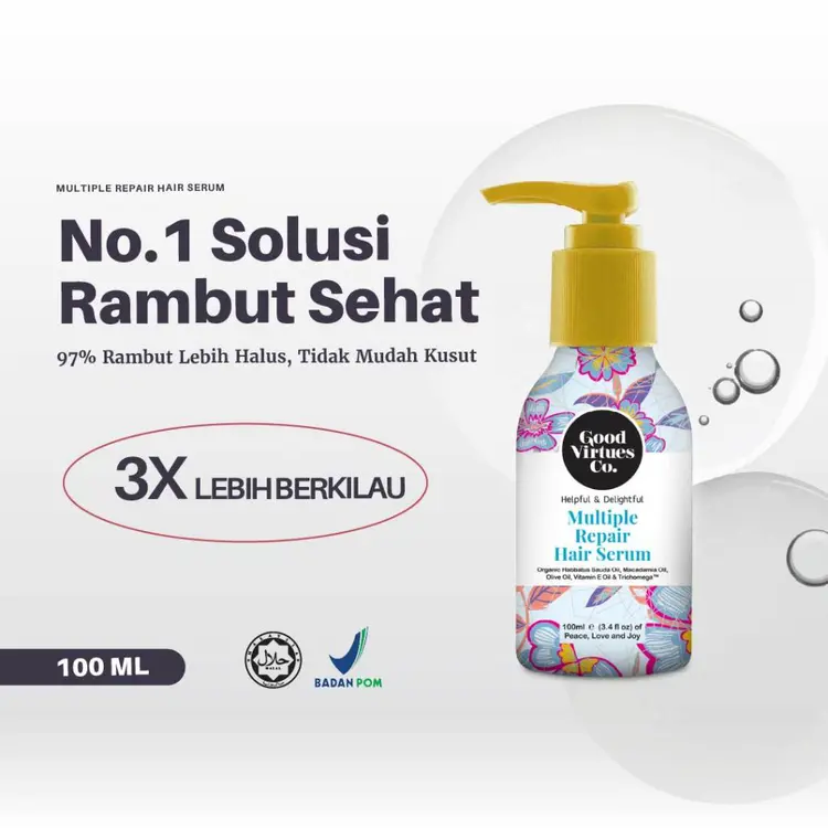Good Virtues Co Multiple Hair Serum 100ml | Serum Perawatan Rambut Rontok, Kusut dan Kering