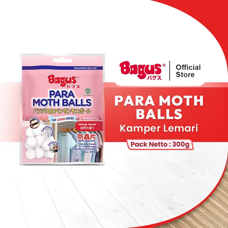 Bagus Kamper Para Moth Balls 300 gr - Resealable Zip Lock dengan Wangi Alami Menghilangkan Bau dan Melindungi Pakaian