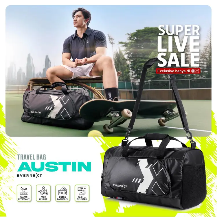 Evernext - Tas Travelbag Pria Tas Gym Tas Mudik Tas Pulang Kampung Tas Olahraga Outdoor Pria Austin