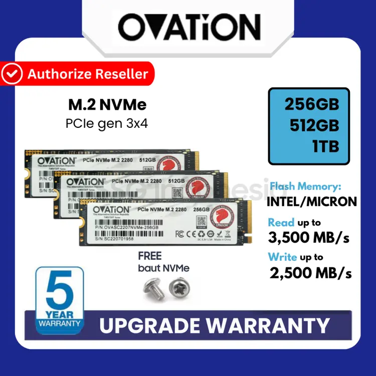 OVATION SSD NVME 980 / 990 M.2 256GB / 512GB / 1TB SSD M 2 NVME PCIe 2280 Internal SSD Support Black Myth Wukong Garansi Resmi 3thn