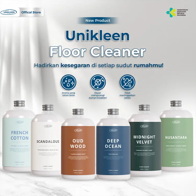 Unikleen Floor Cleaner Pembersih Lantai Antibacterial Cairan Pembersih Anti Lengket Bersih Wangi Premium 500ml