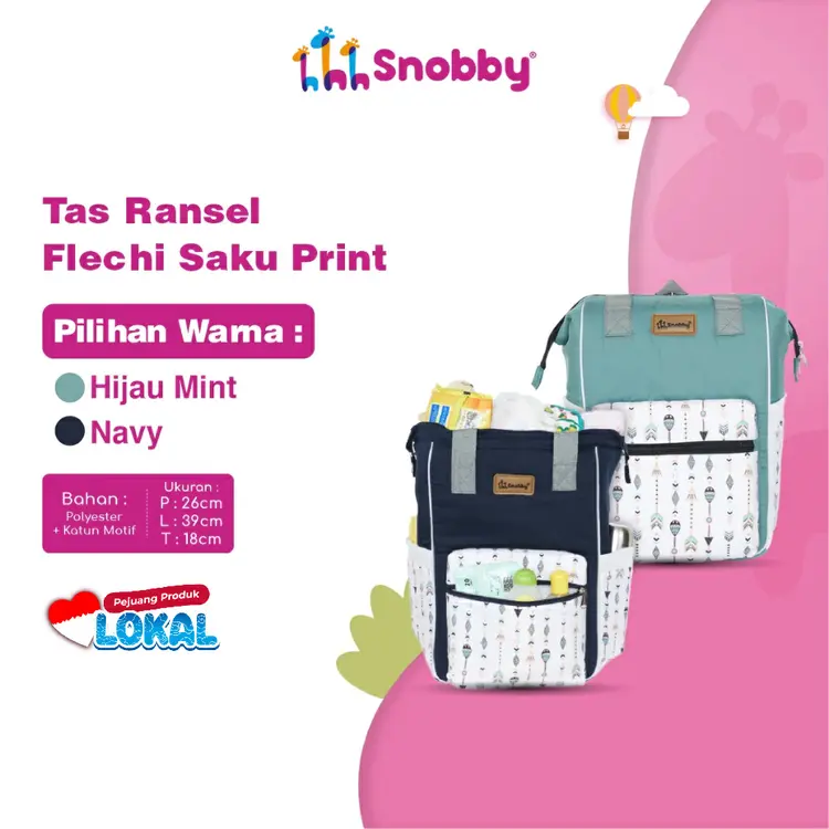 Snobby Tas Bayi Ransel Flechi Diaper Bag Saku Print
