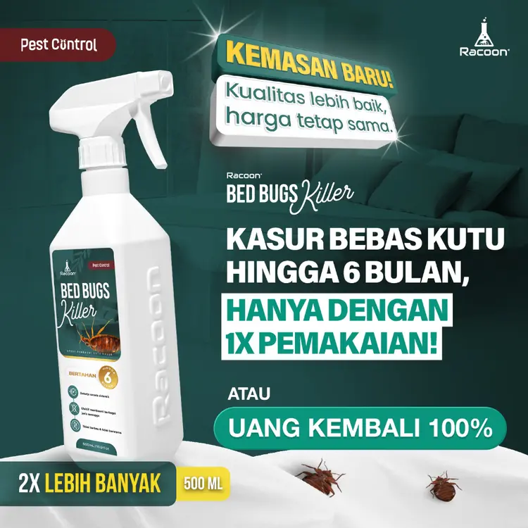RACOON Bed Bugs Killer Spray Anti Kutu Kasur Tungau / Kutu Busuk Tahan 6 Bulan Dengan 1x Pemakaian