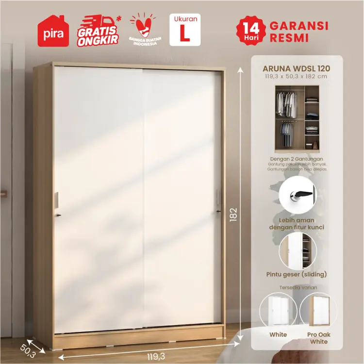 Pira Metropolis OX - Aruna WDSL120 A Lemari Pakaian Pintu Geser / Sliding