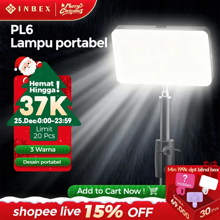 INBEX PL6 LED Lampu pengisi mini yang cocok untuk fotografi luar ruangan/pembuat konten