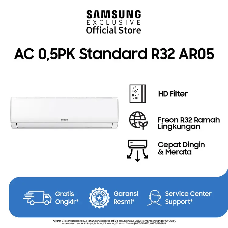 Samsung Air Conditioner Standard 0.5PK Standard R32 - AR05BGHQASINSE